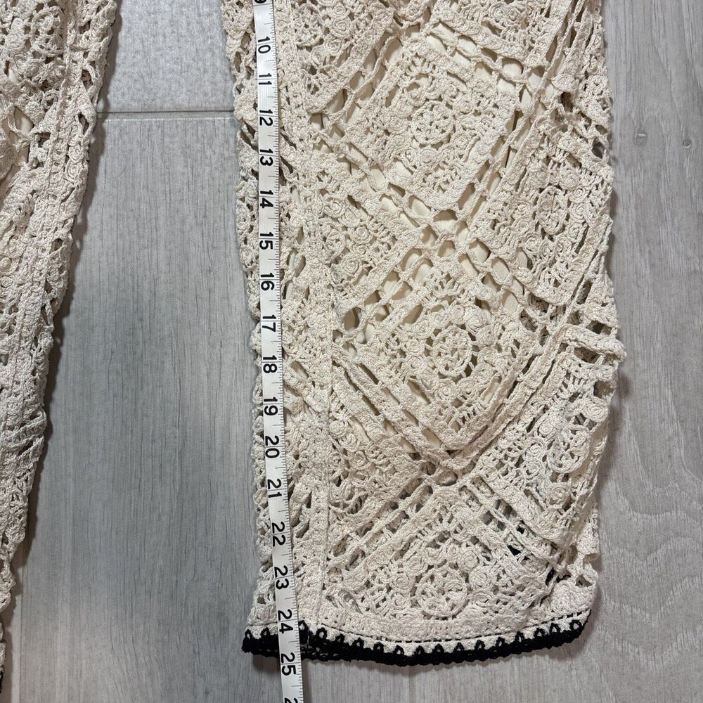 ULTRA PINK Beige Boho Crochet Lace Wide Leg Pull On Pants Sz M - Picture 5 of 8